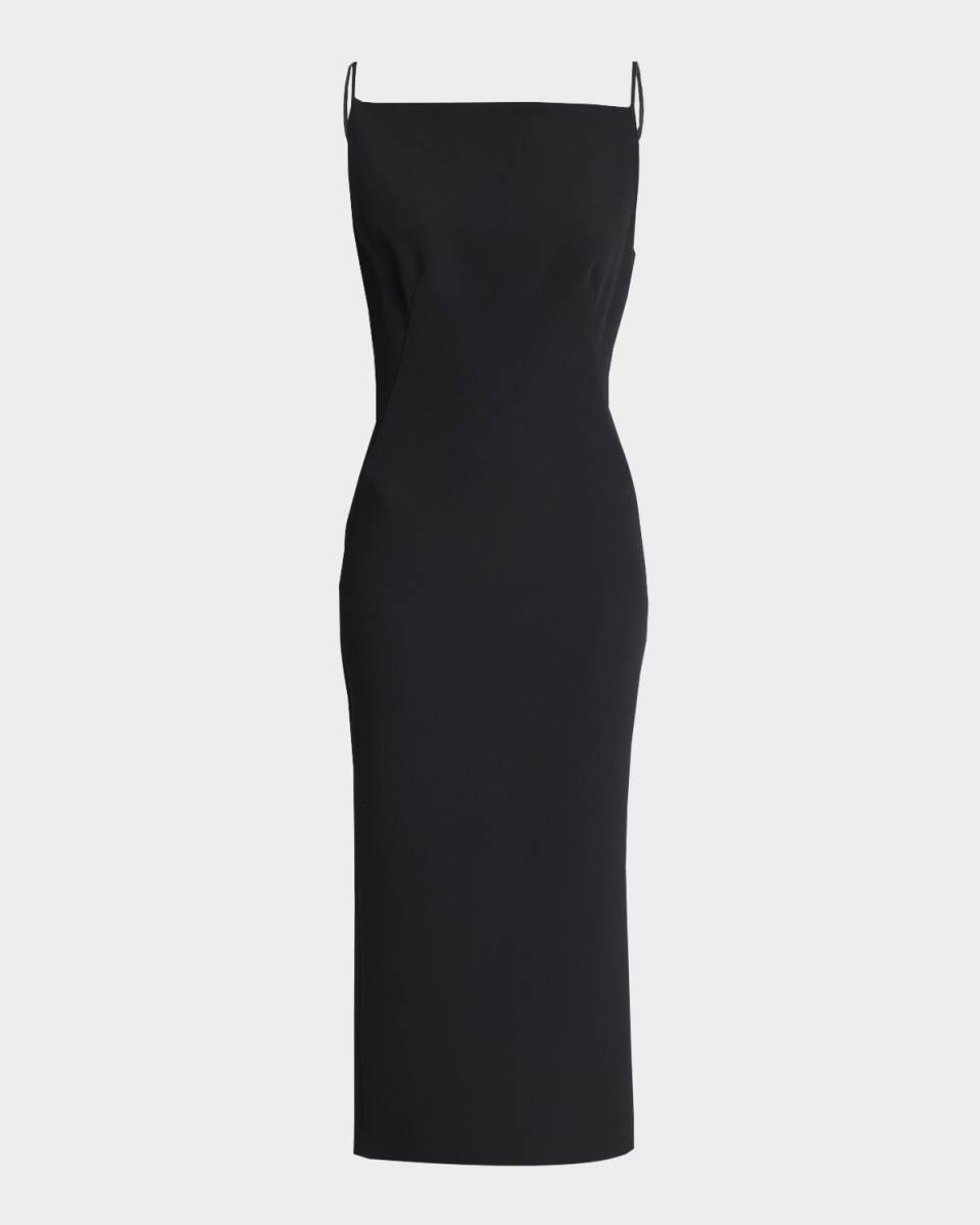 Square-Neck Sleeveless Midi Dress